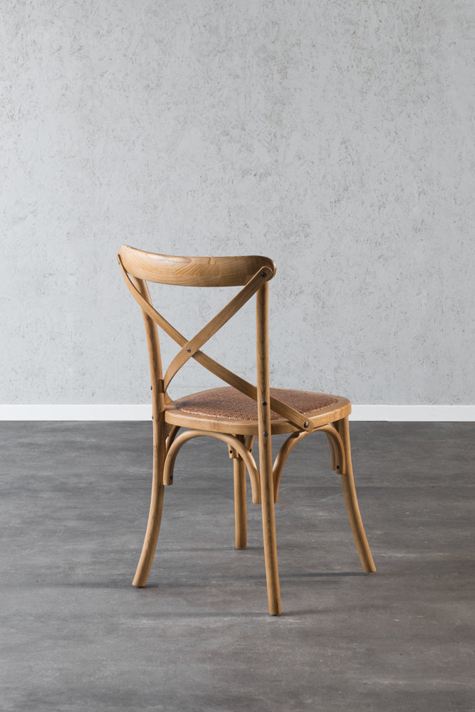 כיסא גב איקס מעץ מלא - גוון אחיד