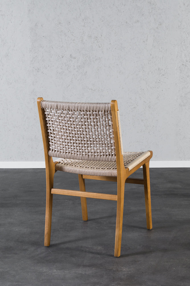 כיסא מעץ מלא חבלים עץ טבעי