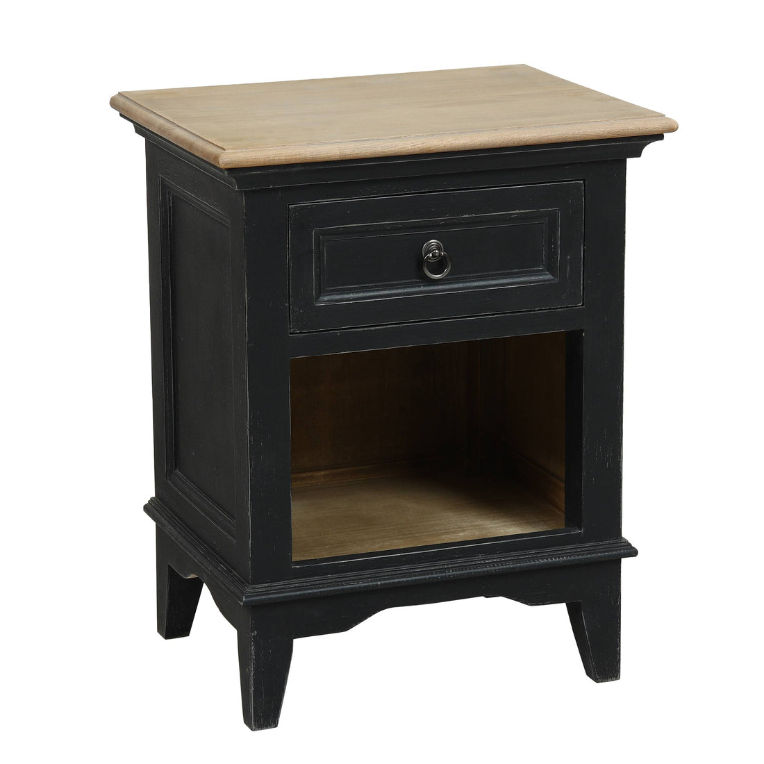 שידת לילה, שידת צד מעץ מלא מקולקציית אסקיס שחור