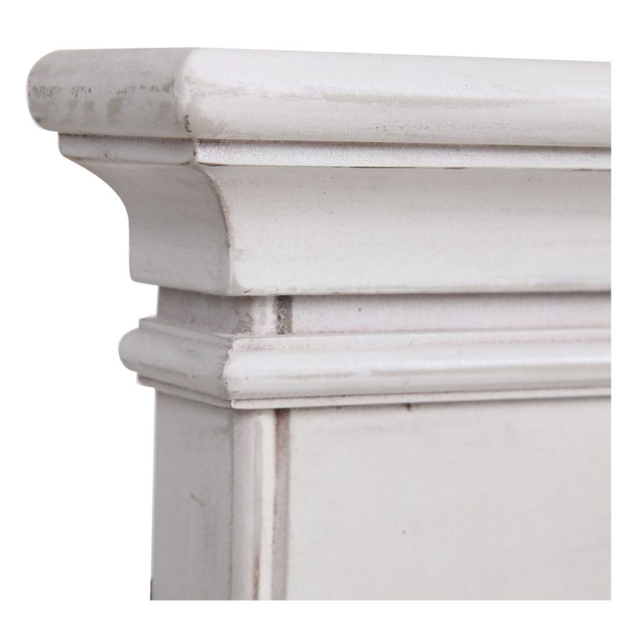 מראה גדולה לתלייה בעלת מסררת עץ מלא מקולקציית שאטו בהיר (לבן עתיק)