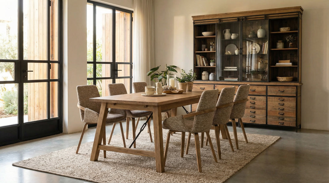 שולחן אוכל נפתח מעץ מלא מקולקציית בורדו