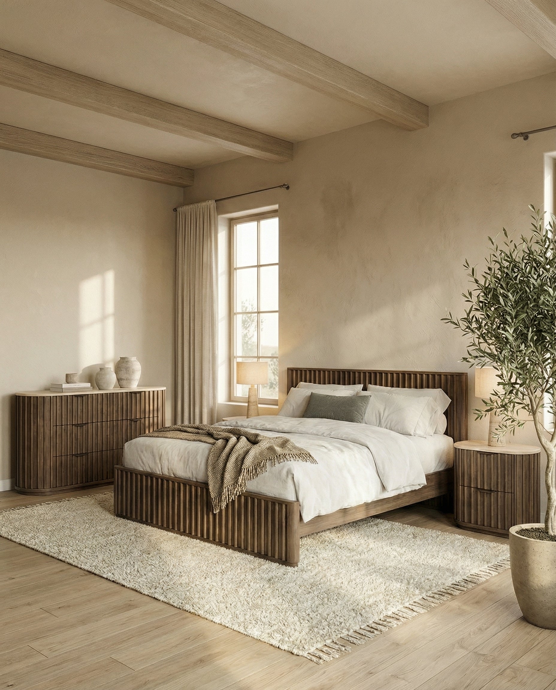 שידת לילה מעץ ושיש מקולקציית טרוורטין