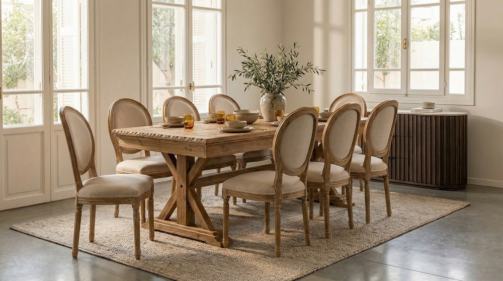 שולחן אוכל נפתח מעץ מלא מקולקציית נורמנדי