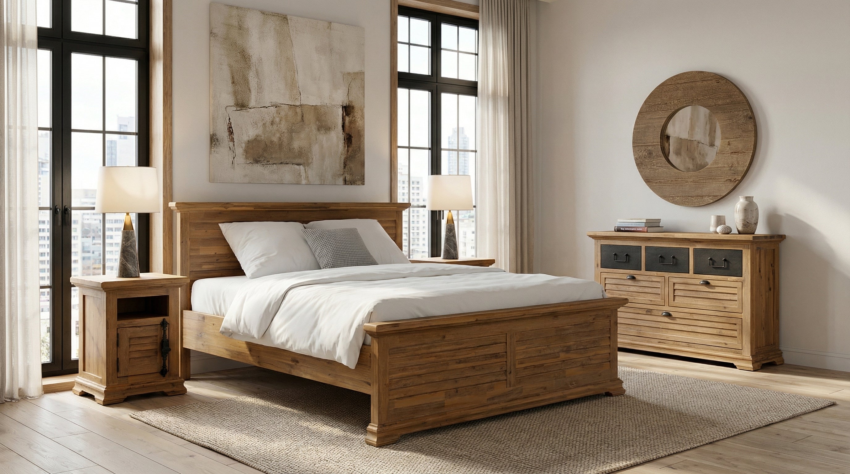 קומודת מגירות מעץ מלא מקולקציית נורמנדי