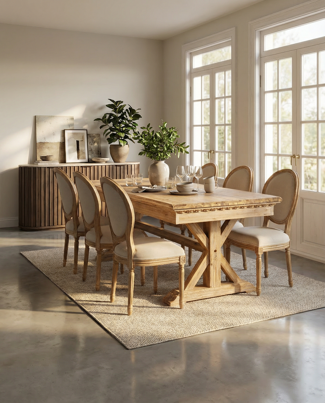 שולחן אוכל נפתח מעץ מלא מקולקציית נורמנדי