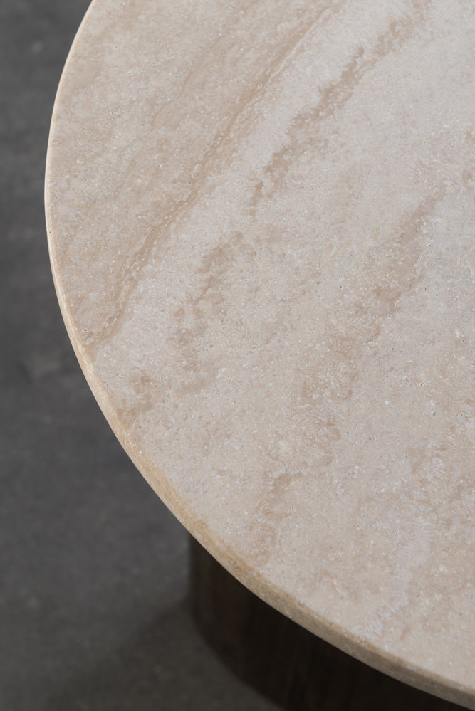 שולחן סלון מעץ ושיש מקולקציית טרוורטין