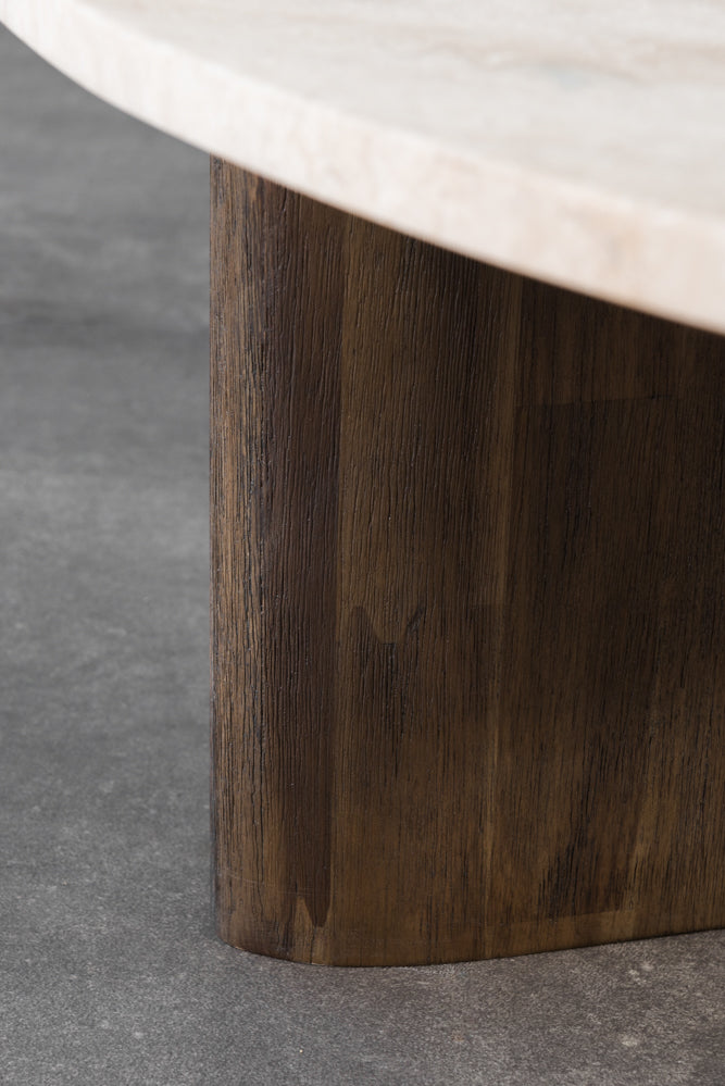 שולחן סלון מעץ ושיש מקולקציית טרוורטין