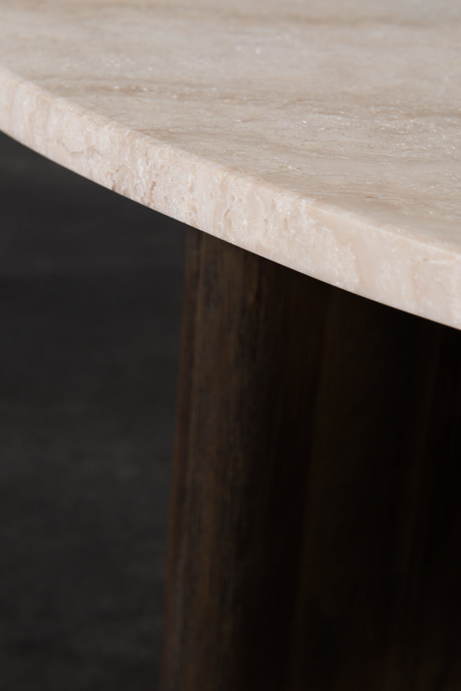 שולחן סלון מעץ ושיש מקולקציית טרוורטין