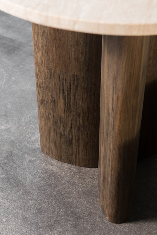 שולחן סלון מעץ ושיש מקולקציית טרוורטין