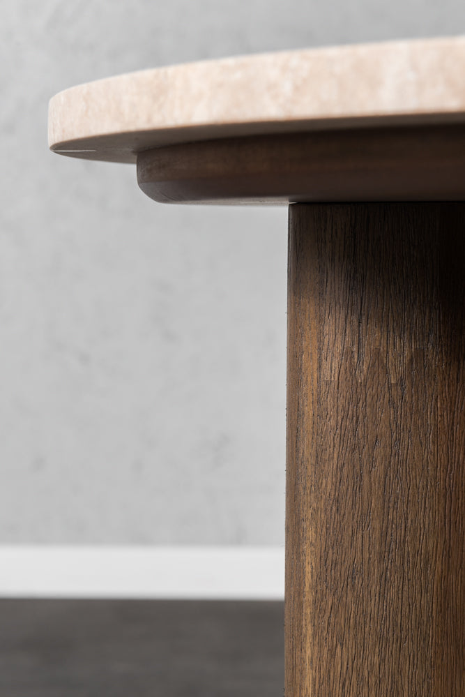 שולחן סלון מעץ ושיש מקולקציית טרוורטין