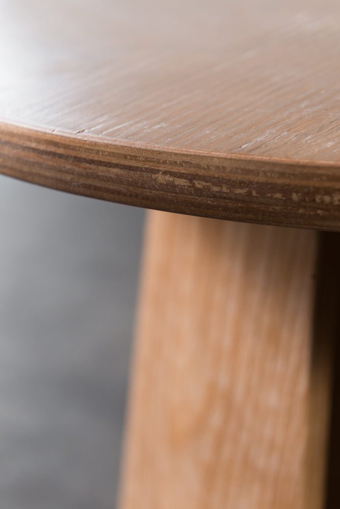 שולחן סלון עגול קטן מעץ מלא