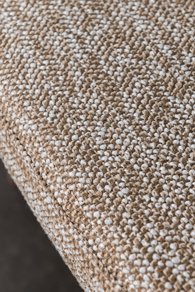 כיסא מרופד רגלי עץ בד חום