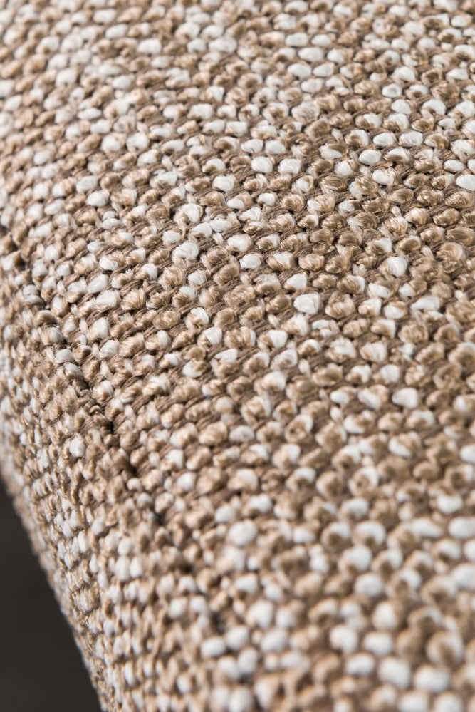 ספסל מרופד עם רגלי עץ - בד חום