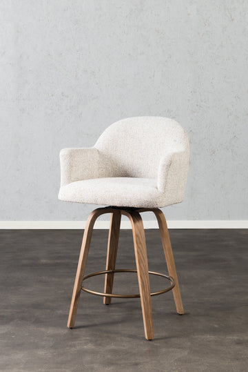 כיסא בר ריפוד מלא בד בהיר