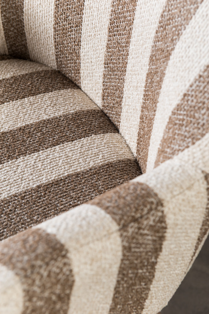 כיסא בר ריפוד מלא בד פסים חום