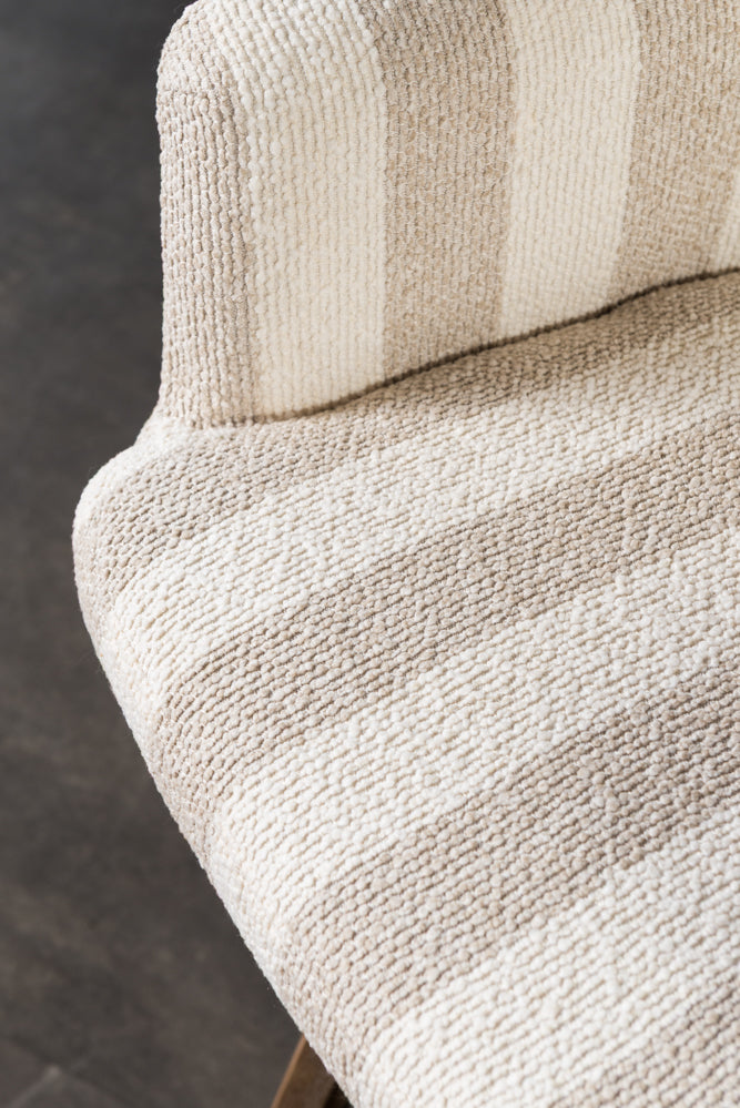 כיסא בר ריפוד מלא בד פסים בהיר