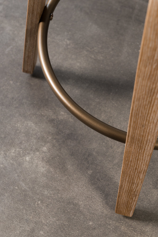 כיסא בר מרופד ידיות עץ בד פסים בהיר