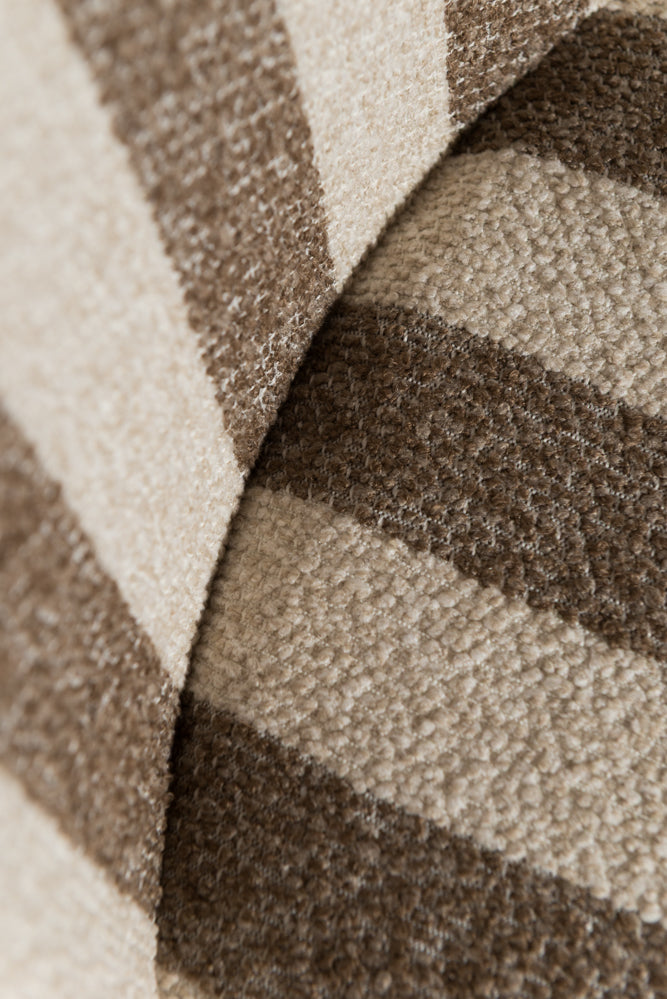 כיסא בר מרופד ידיות עץ בד פסים חום