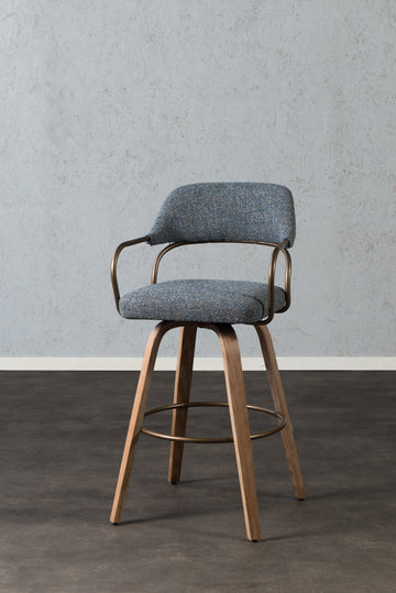 כיסא בר ידיות מתכת דקות בד ג'ינס