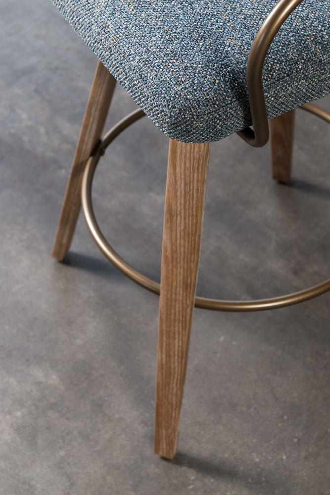 כיסא בר ידיות מתכת דקות בד ג'ינס