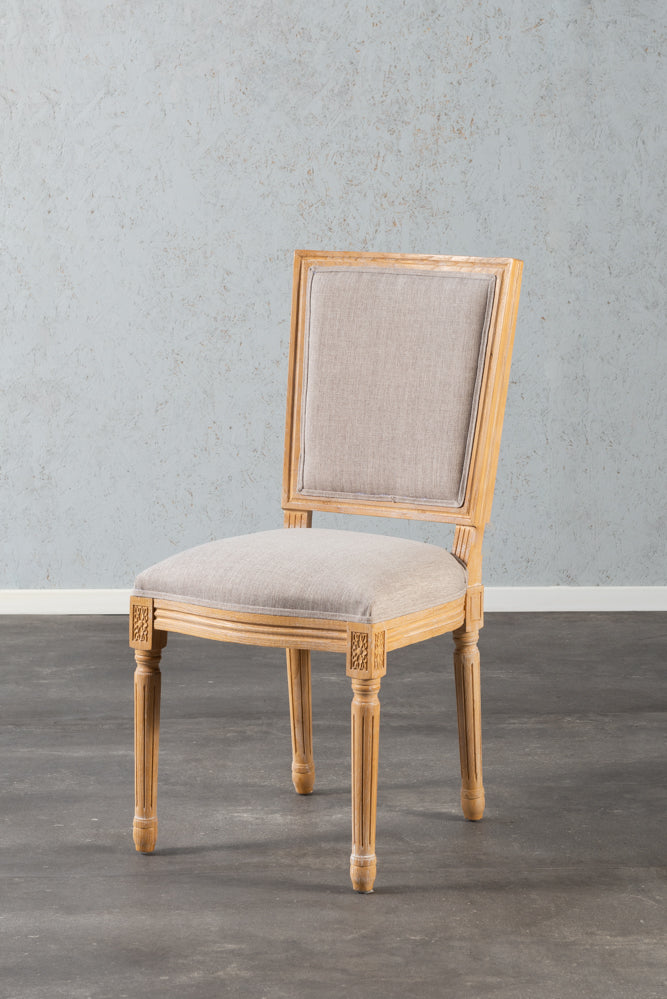 כיסא מעץ מלא משענת מרובעת