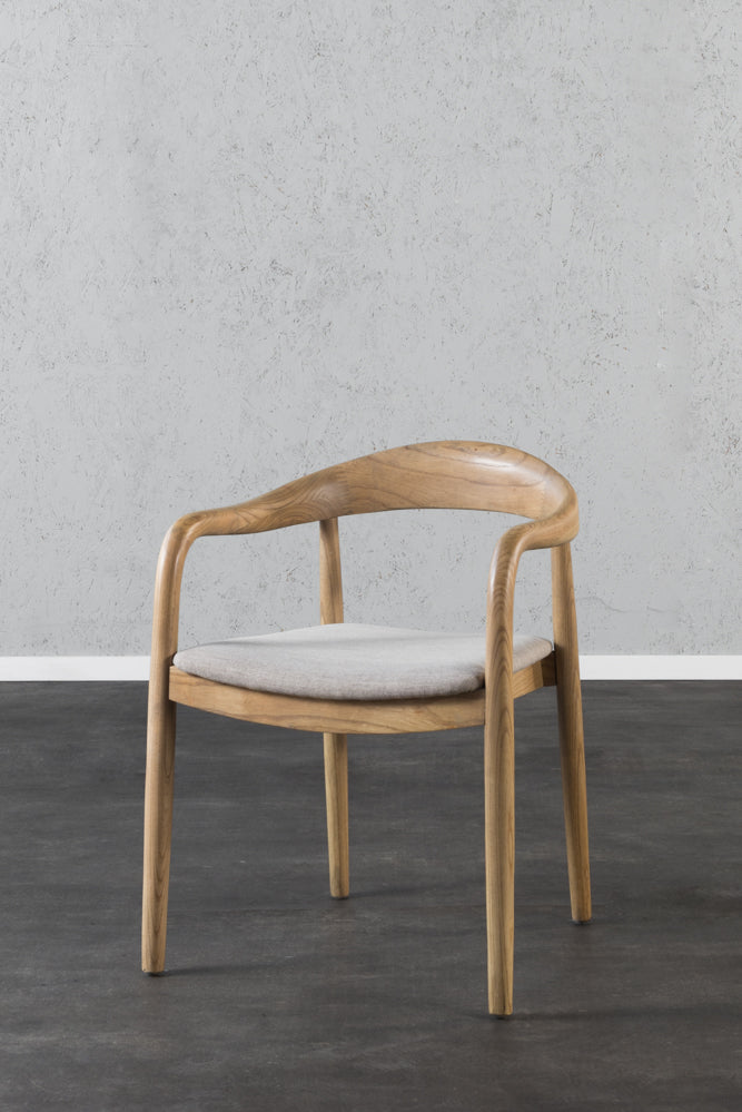 כיסא טוקיו עץ בהיר בד בז'