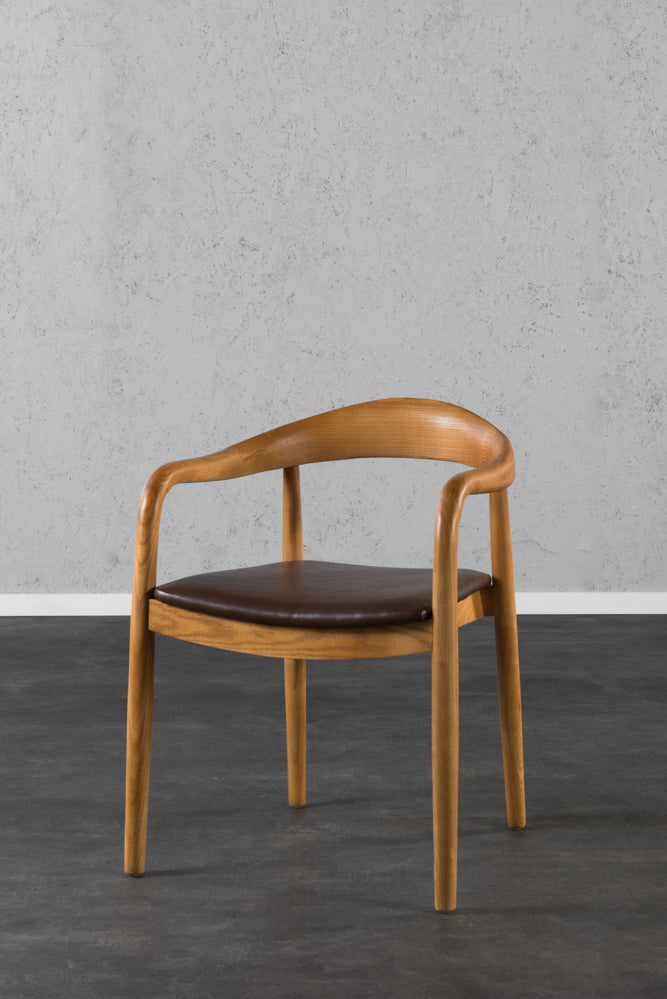 כיסא טוקיו עץ טבעי דמוי עור