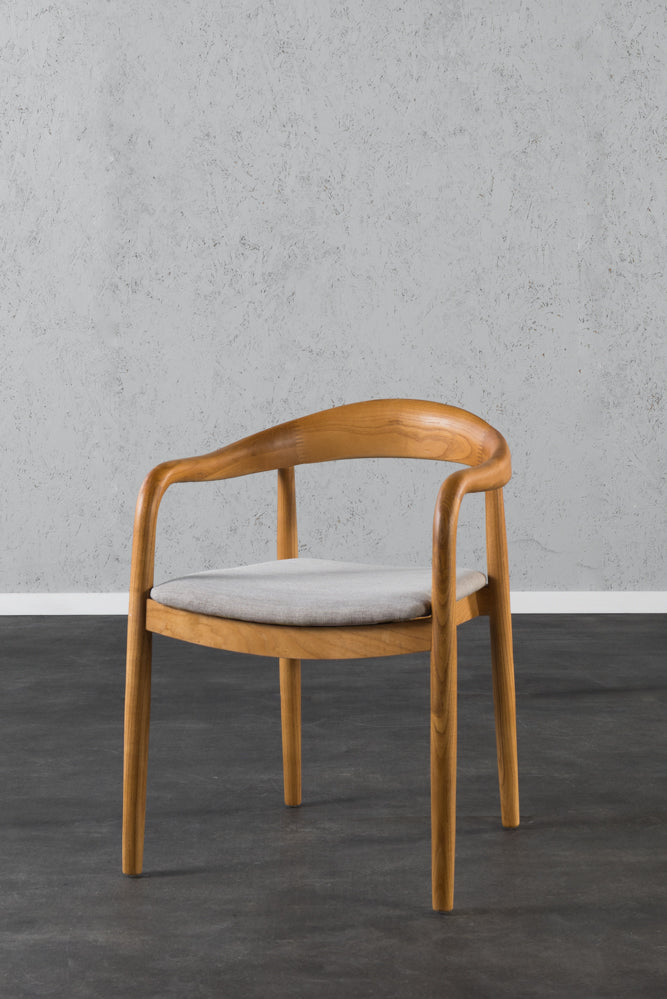 כיסא טוקיו עץ טבעי בד בז'