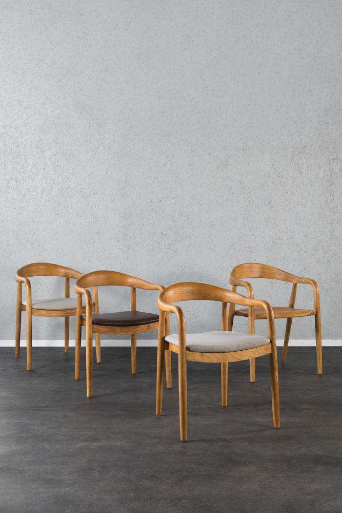 כיסא טוקיו עץ בהיר בד בז'