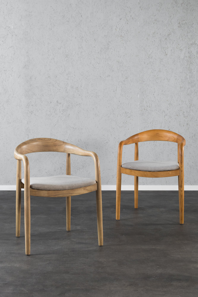 כיסא טוקיו עץ טבעי בד בז'