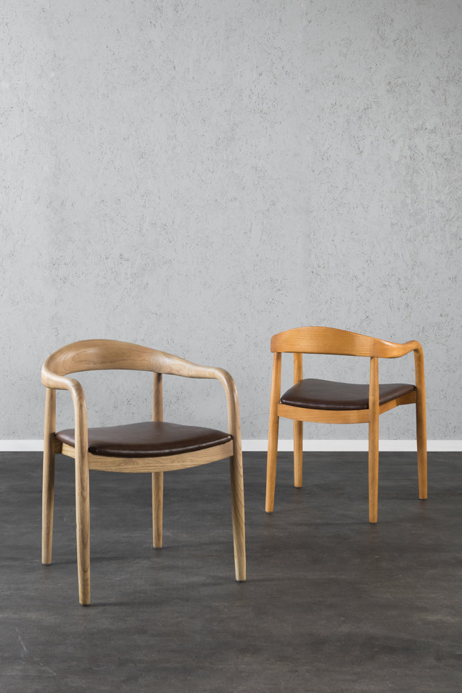 כיסא טוקיו עץ טבעי דמוי עור