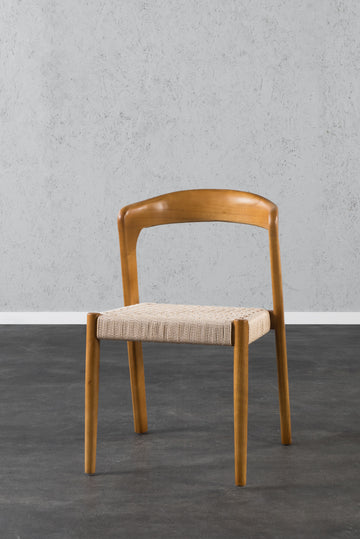 כיסא ירח מושב חבל בהיר עץ טבעי.