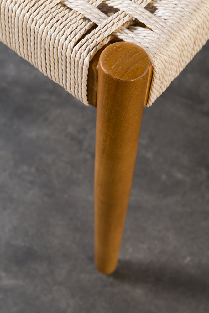 כיסא ירח מושב חבל בהיר עץ טבעי.