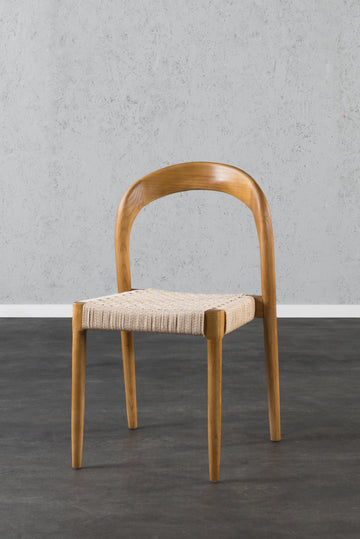 כיסא סהר עץ טבעי מושב חבל