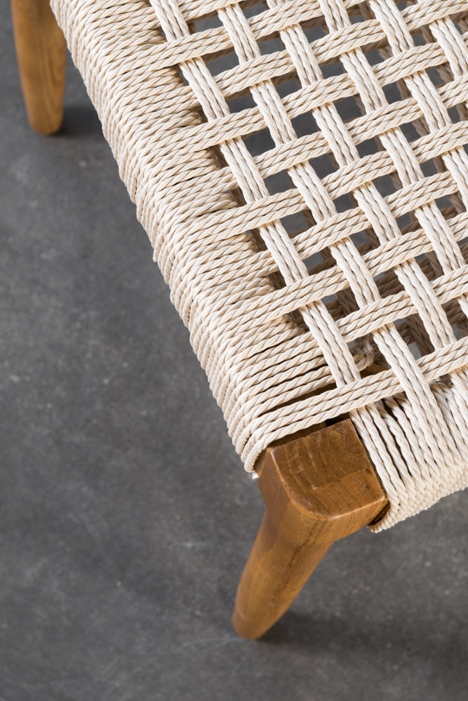 כיסא סהר עץ טבעי מושב חבל