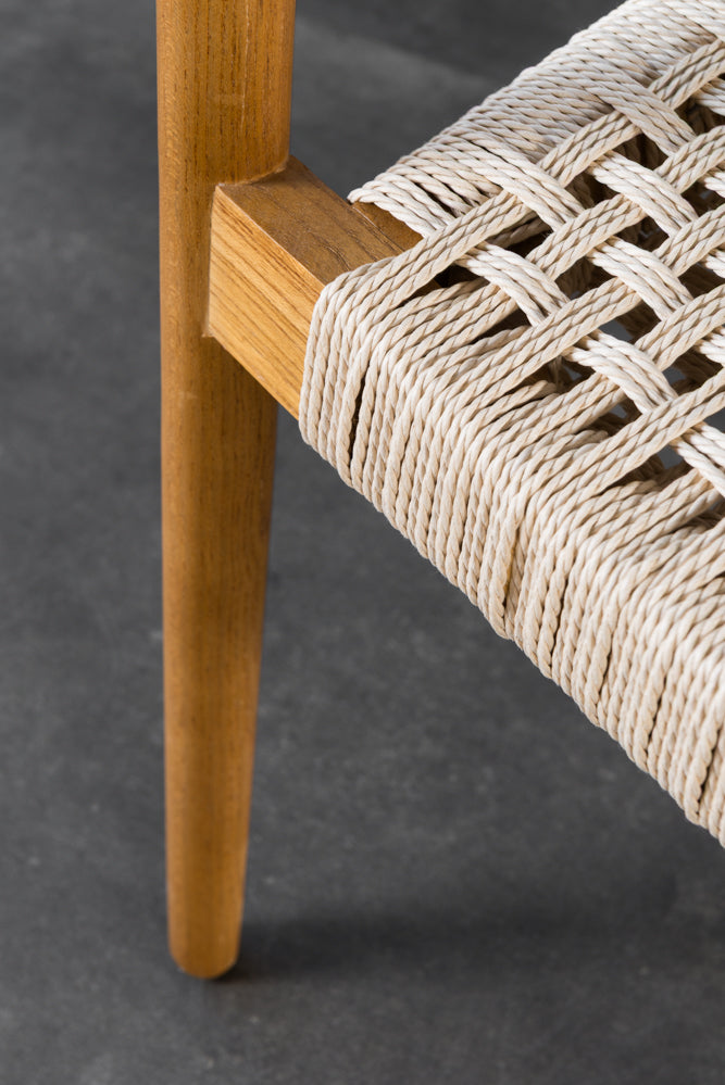 כיסא סהר עץ טבעי מושב חבל