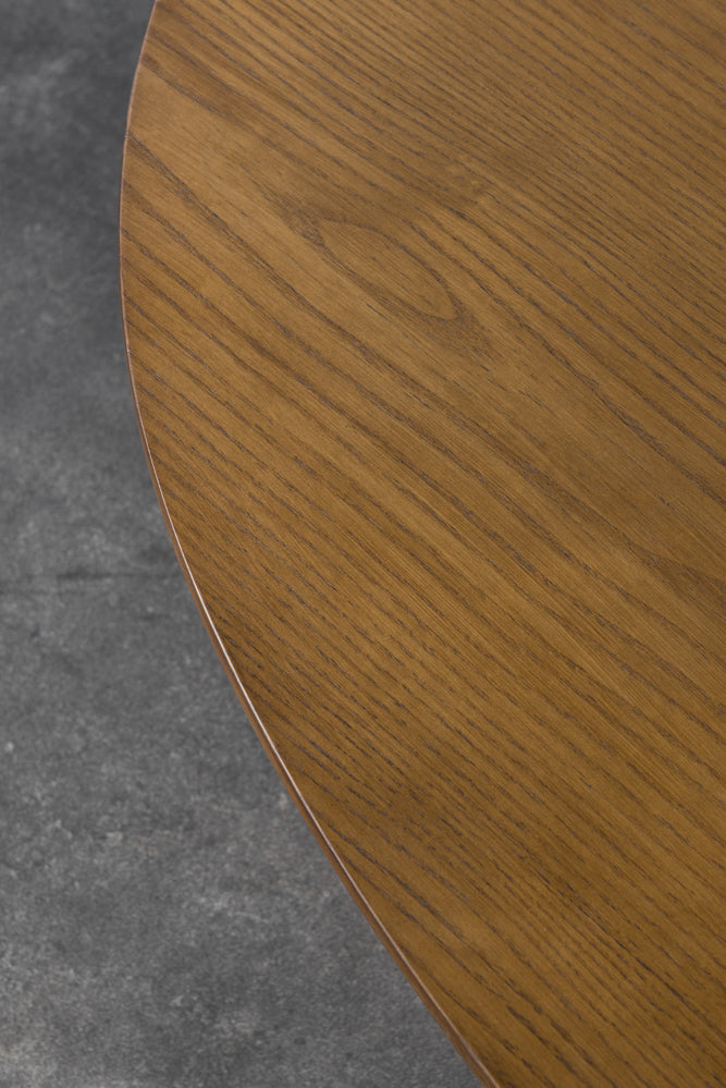 שולחן סלון עץ טבעי א-סימטרי רגל רחבה