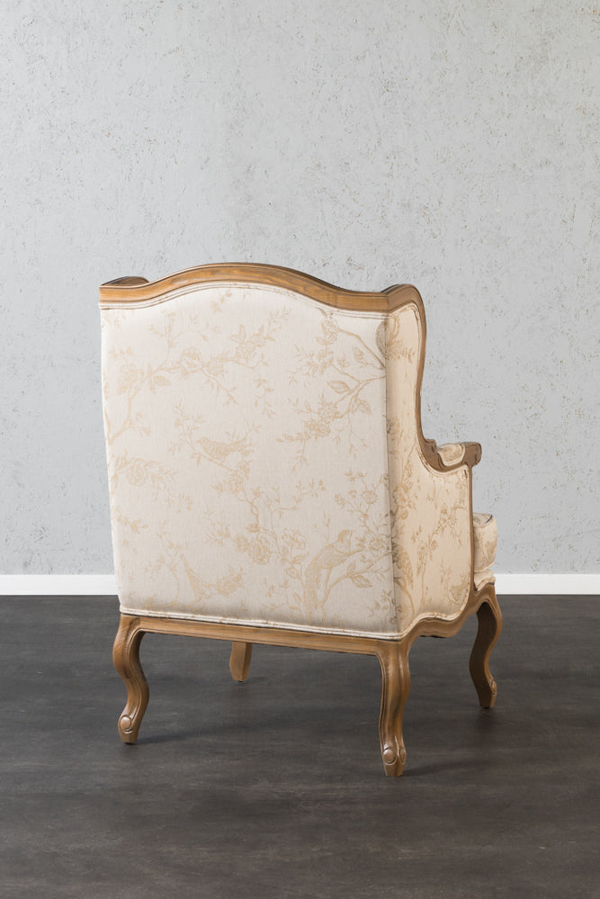 כורסא גדולה בד ציפורים עץ אלון