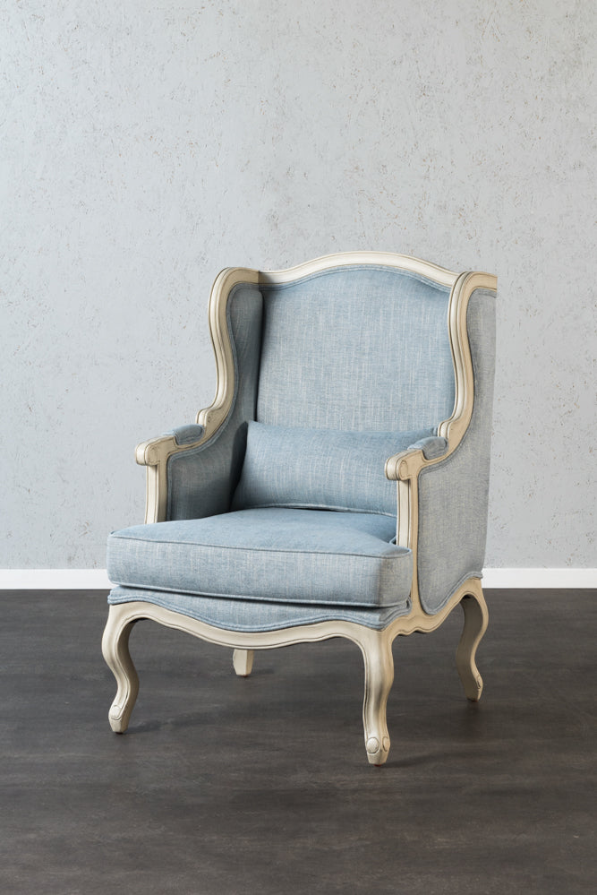 כורסא מקולקציית שאטו בד כחול עתיק