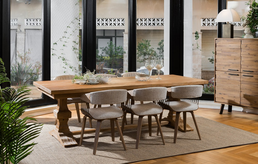 שולחן אוכל אבירים נפתח מעץ מלא מקולקציית נורמנדי