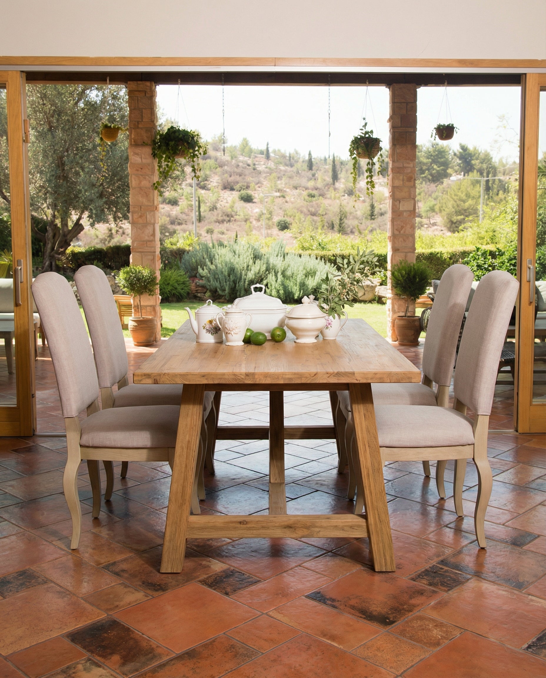 שולחן אוכל מעץ מלא מקולקציית טרפז 160/100- סוג ב'!