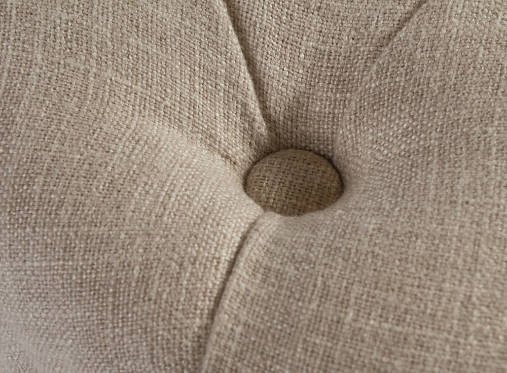 כיסא בר מעץ מלא מושב עגול צרפתי בד בז' בהיר !