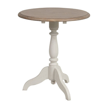 שולחן קפה עגול מעץ מלא מקולקציית שאטו בהיר (לבן עתיק)