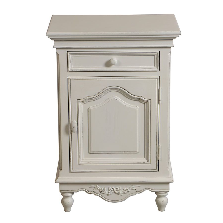 שידת לילה ימין , שידת צד מיטה מעץ בסגנון ריהוט כפרי צד מקולקציית רומנס גוון לבן - סוג ב'! !