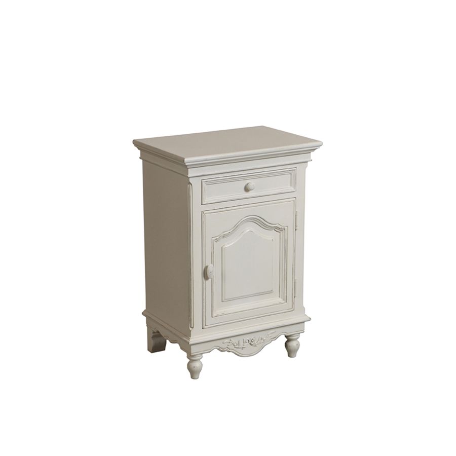 שידת לילה ימין , שידת צד מיטה מעץ בסגנון ריהוט כפרי צד מקולקציית רומנס גוון לבן - סוג ב'! !